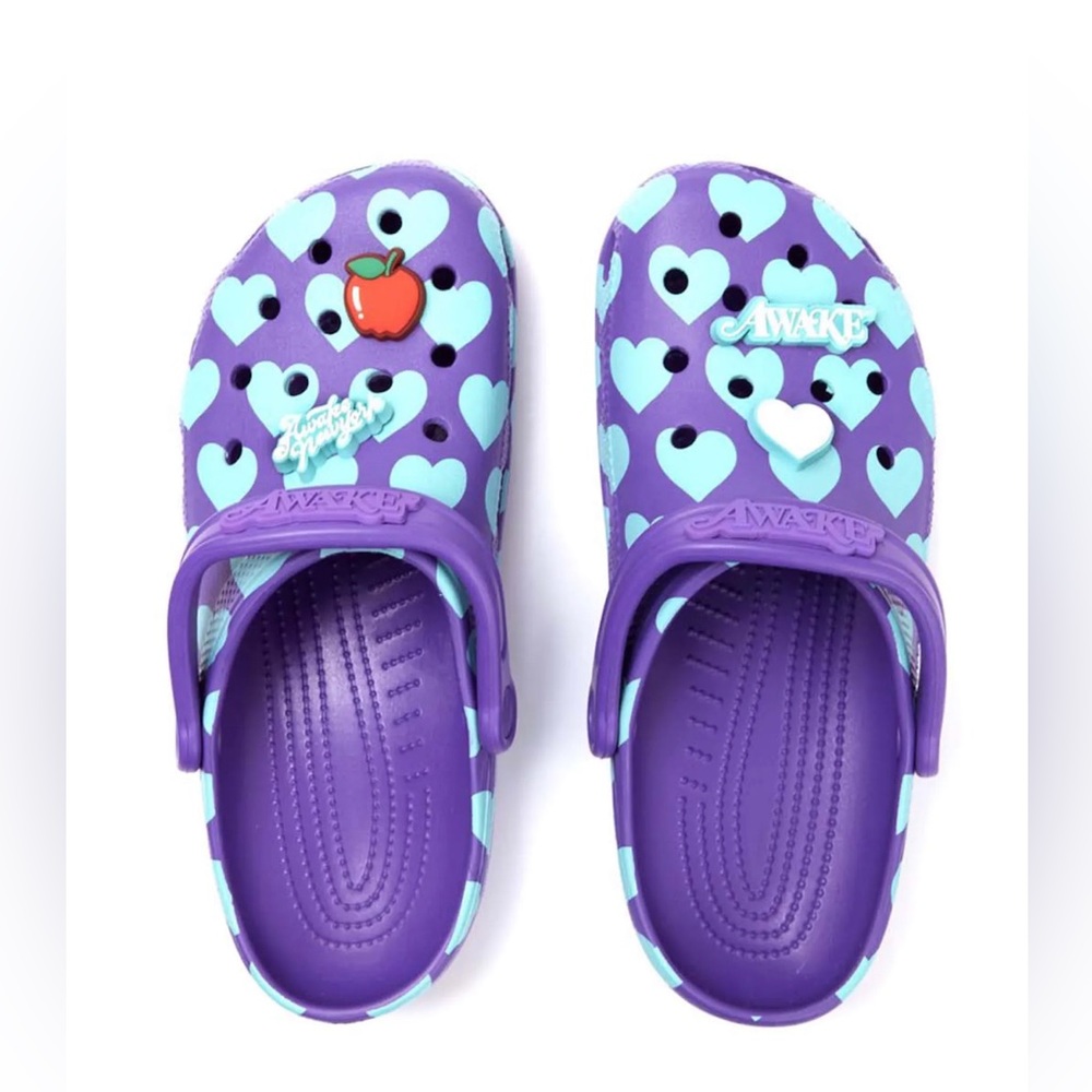 NWT AWAKE NY X CROCS Limited Edition Hearts in Neon purple